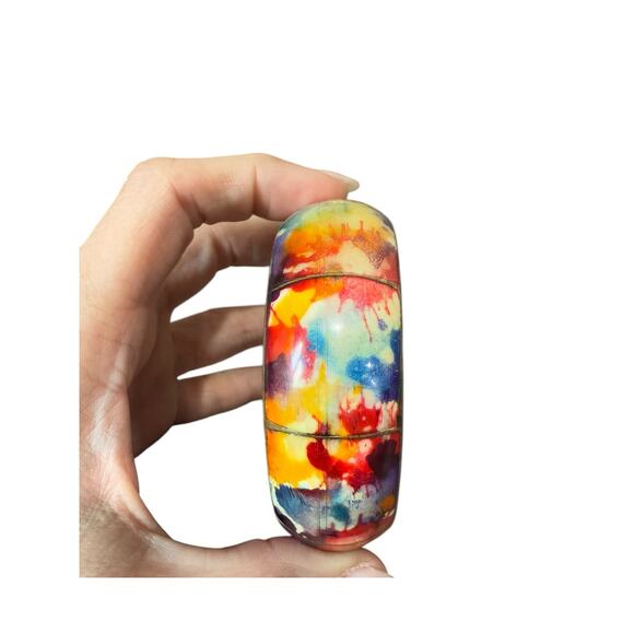 Bohemian Brass Bone Bracelet Chunky Wide Colorful Funky Artsy Bangle Hippie Cuff - Picture 6 of 8